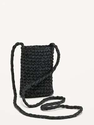 Straw-Paper Crochet Crossbody Bag for Women