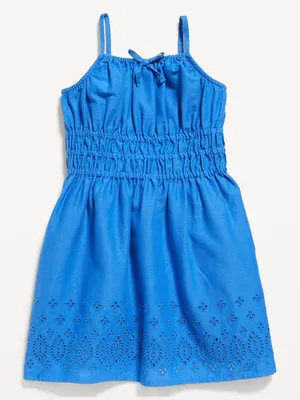 Sleeveless Tie-Front Cutwork Dress for Toddler Girls