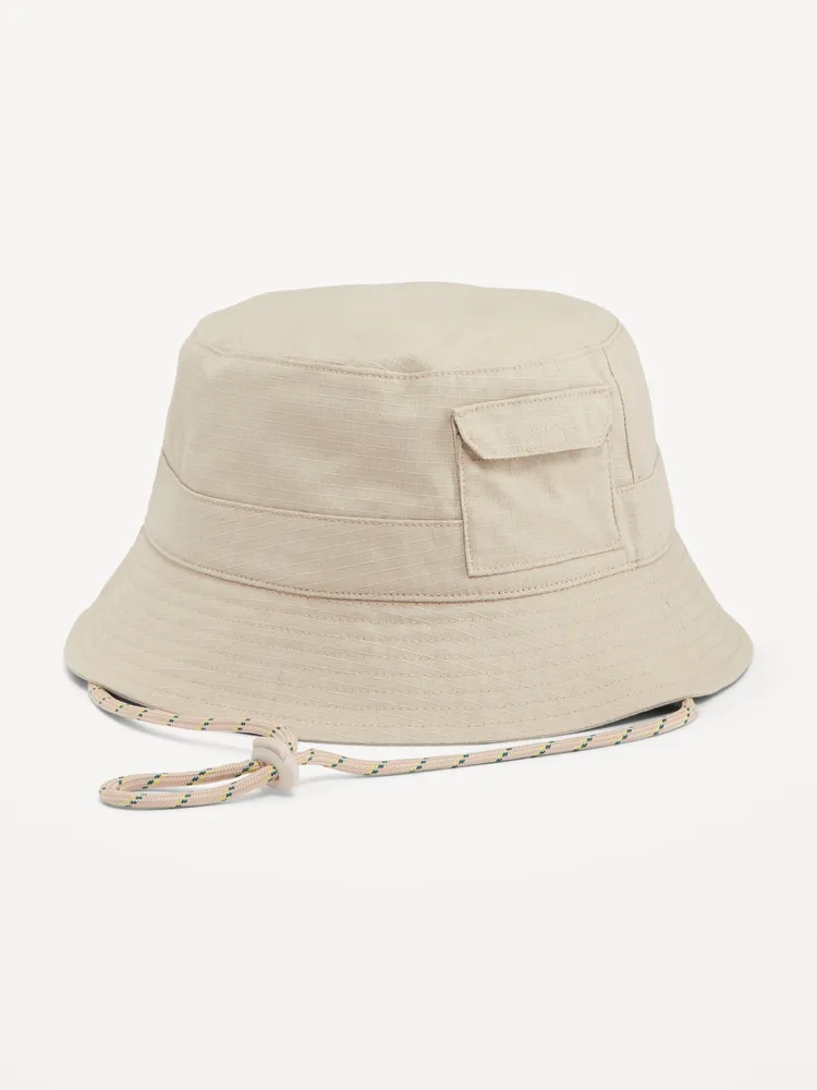 Gender-Neutral Drawstring Pocket Bucket Hat for Kids