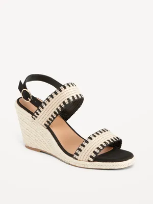 Open-Toe Braided Straw Espadrille Wedge Sandals for Women