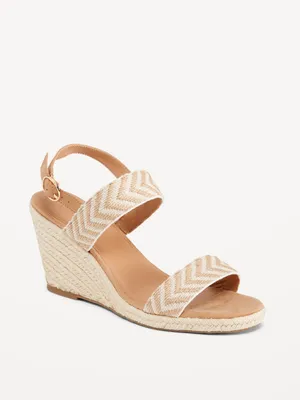 Open-Toe Braided Straw Espadrille Wedge Sandals for Women