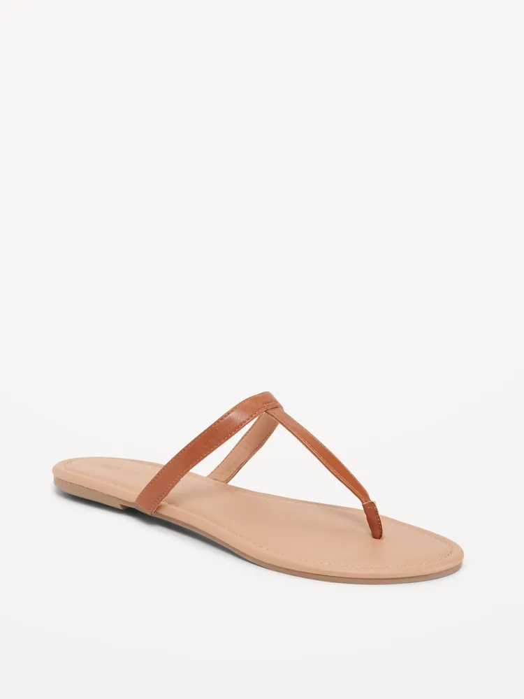 Faux-Leather T-Strap Sandals for Women