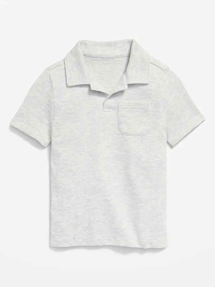 Textured-Knit Pocket Polo for Toddler Boys