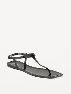 Opaque Jelly T-Strap Sandals for Women