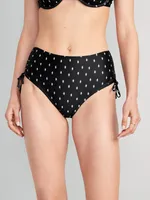 High-Waisted Tie-Cinched Bikini Swim Bottoms