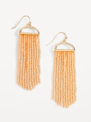 Gold-Plated Beaded Fringe Earrings for Women