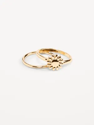 Gold-Plated Sun Ring 2-Pack for Women