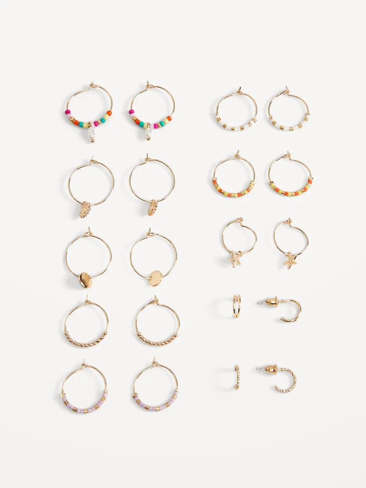 Gold-Toned Variety Earrings 10-Pack for Women