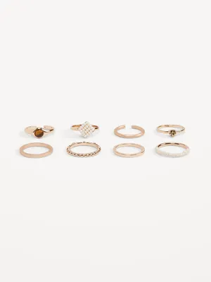 Gold-Toned Metal Double-Row Ring for Women