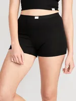 High-Waisted Ribbed Boyshort Briefs - 3-inch inseam