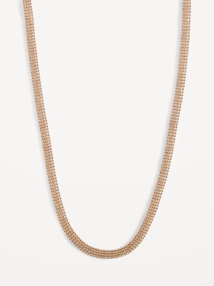 Gold-Plated Beaded Chain Choker Necklace for Women