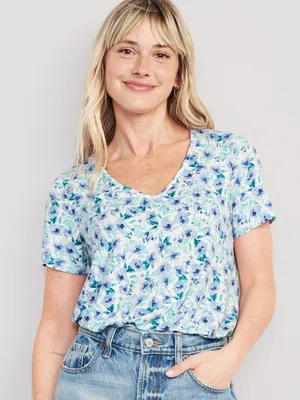 Luxe V-Neck Floral T-Shirt for Women
