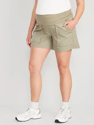 Maternity Rollover-Waist StretchTech Cargo Shorts -- 5-inch inseam