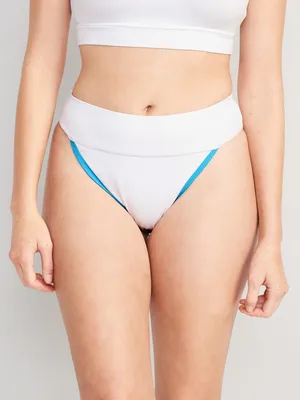 High-Waisted Ribbed French-Cut Bikini Swim Bottoms