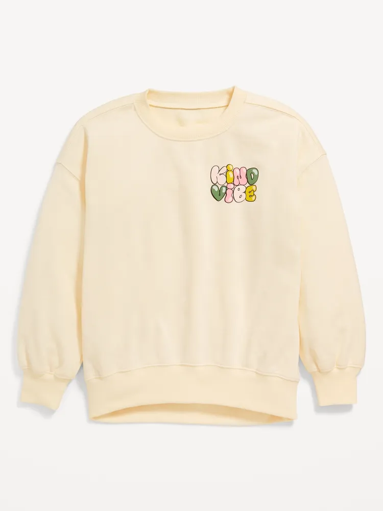 Slouchy Crew Neck Graphic Sweatshirt for Girls