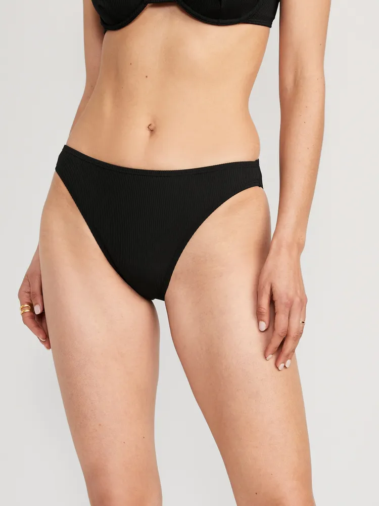 High-Waisted Ribbed French-Cut Bikini Swim Bottoms