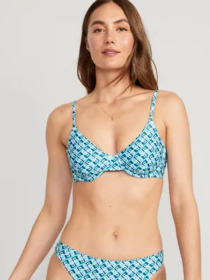 Matching Print Underwire Bikini Swim Top for Women