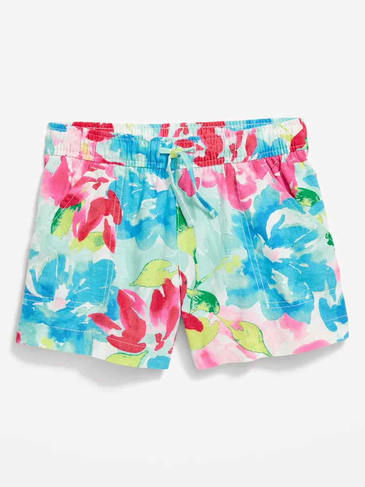 Printed Linen-Blend Drawstring Shorts for Girls