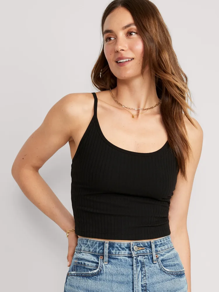 Old Navy Strappy Rib-Knit Cropped Tank Top for Women