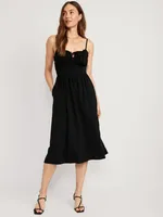 Fit & Flare Tie-Front Cami Midi Dress for Women