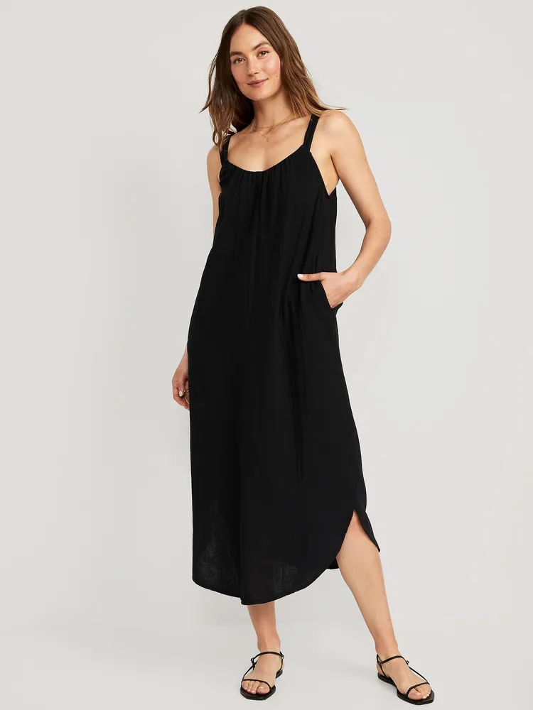 Jersey Slip Dress - Black - Ladies