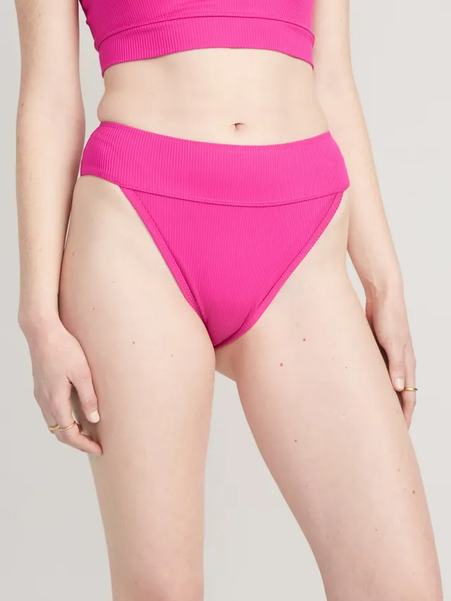 High-Waisted French-Cut Rib-Knit Bikini Underwear