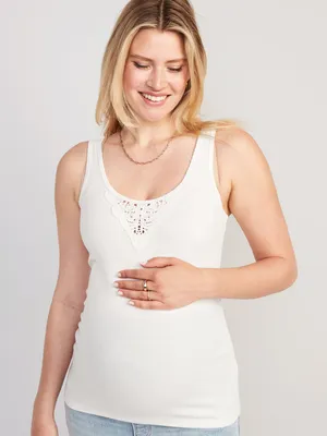 aternity Rib-Knit Crochet-Trim Tank Top