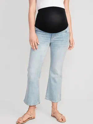 Maternity Full-Panel Cropped Flare Jeans