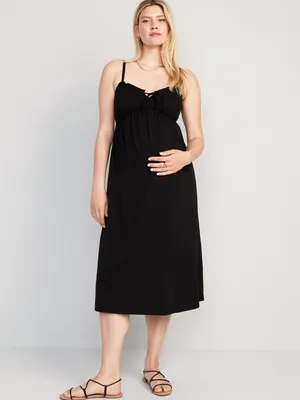 Maternity Fit & Flare Sleeveless Slub-Knit Midi Dress