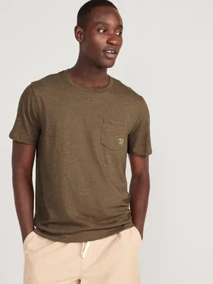 Soft-Washed Crew-Neck Graphic-Pocket T-Shirt for Men