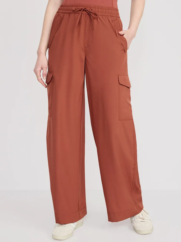 High-Waisted StretchTech Wide-Leg Cargo Pants for Women