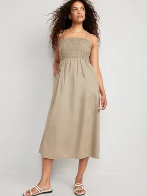 Fit & Flare Smocked Midi Cami Dress for Women
