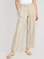 High-Waisted triped Linen-Blend Wide-Leg Pants