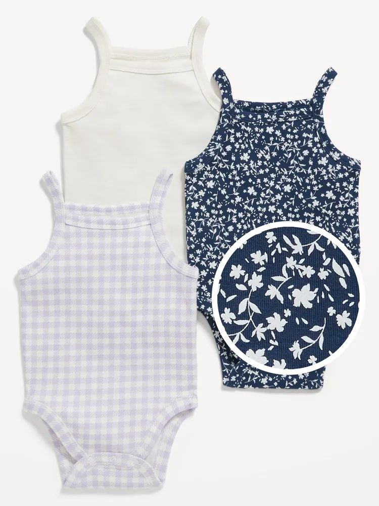 3-Pack Matching Sleeveless Rib-Knit Bodysuit for Baby
