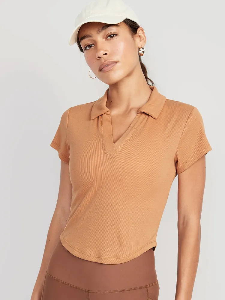 womens tan polo shirt