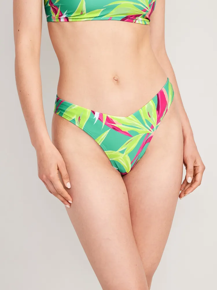 High-Waisted French-Cut Ribbed Bikini Swim Bottoms