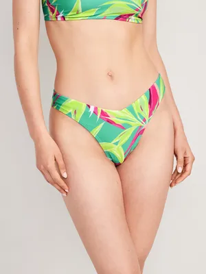 ow-Rise V-Front French-Cut Bikini Swim Bottoms