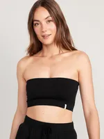 Rib-Knit Seamless Bandeau Bralette