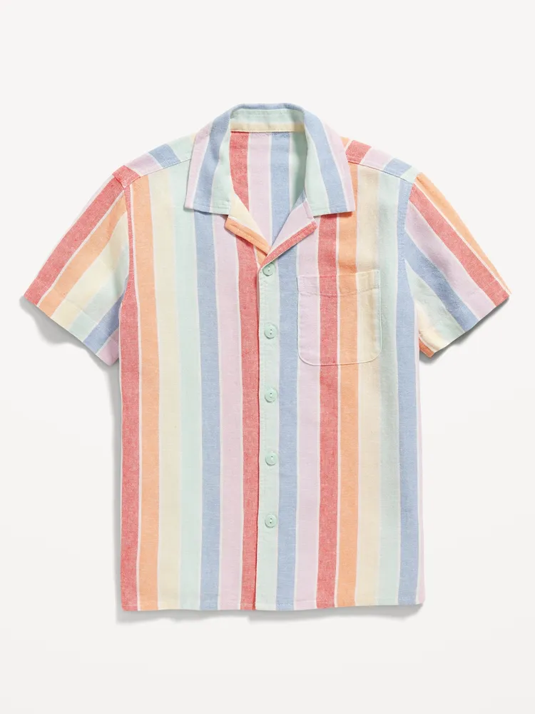 Short-Sleeve Linen-Blend Camp Shirt