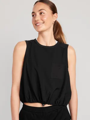 Sleeveless StretchTech Cinched-Hem Cropped Top for Women