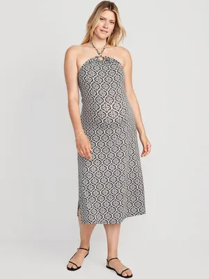 Maternity O-Ring Halter Midi Dress