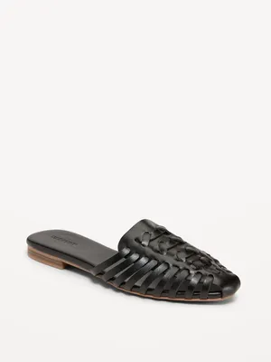 Faux-Leather Huarache Mules for Women