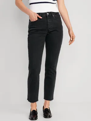High-Waisted OG Straight Black Cutoff Jeans for Women
