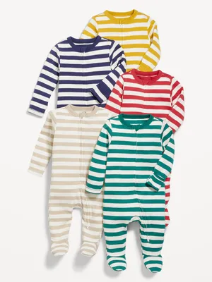 Unisex Sleep & Play 2-Way-Zip Footed One-Piece 5-Pack for Baby