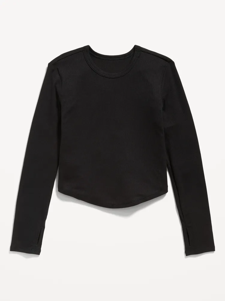 Fitted Long-Sleeve Rib-Knit T-Shirt