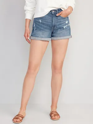 Curvy High-Waisted OG Straight Button-Fly Jean Shorts for Women - 3-inch inseam
