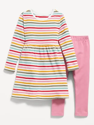 Long-Sleeve Dress & Leggings Set for Toddler Girls