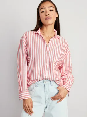 Striped Oxford Boyfriend Shirt for Women
