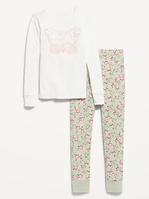 Long-Sleeve Snug-Fit Graphic Pajama Set for Girls