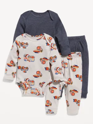 4-Piece Long-Sleeve Bodysuit and Leggings Set for Baby